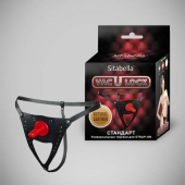 Черные кожаные универсальные трусики со штырьком для насадок и вырезом - Sitabella - купить с доставкой в Южно-Сахалинске