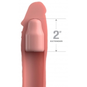 Телесная насадка-удлинитель 2 Inch Silicone X-tension with Strap - 20,3 см. - Pipedream - в Южно-Сахалинске купить с доставкой