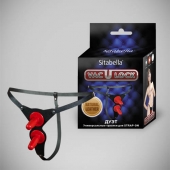 Чёрные кожаные трусики с двумя штырьками для насадок - Sitabella - купить с доставкой в Южно-Сахалинске