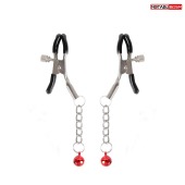 Серебристые зажимы на соски с шариками на цепочках - Notabu - купить с доставкой в Южно-Сахалинске