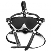 Черная маска-шоры с регулируемыми ремешками и кляпом-шариком - Notabu - купить с доставкой в Южно-Сахалинске