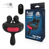 Черное эрекционное виброкольцо Sex Expert с пультом ДУ - Sex Expert - в Южно-Сахалинске купить с доставкой