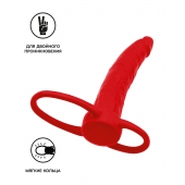 Красная насадка на пенис для двойного проникновения Black Red - 16,5 см. - ToyFa - купить с доставкой в Южно-Сахалинске