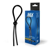 Черное силиконовое лассо с шариком для утяжки - Sex Expert - в Южно-Сахалинске купить с доставкой