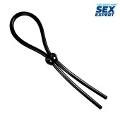 Черное силиконовое лассо с шариком для утяжки - Sex Expert - в Южно-Сахалинске купить с доставкой