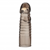 Дымчатая насадка-удлинитель Ribbed Realistic Penis Enhancing Sleeve Extension - 15,2 см. - BlueLine - в Южно-Сахалинске купить с доставкой