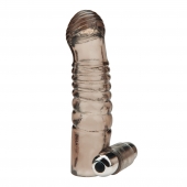 Дымчатая насадка на пенис с вибрацией  Vibrating Penis Enhancing Sleeve Extension - 13,3 см. - BlueLine - в Южно-Сахалинске купить с доставкой