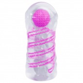 Прозрачный эластичный мастурбатор с лиловым шариком - Baile - в Южно-Сахалинске купить с доставкой