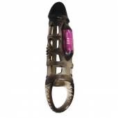 Дымчатая вибронасадка на пенис с подхватом Harrison - 18 см. - Baile - в Южно-Сахалинске купить с доставкой