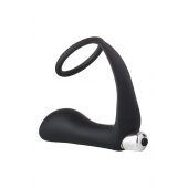 Черное эрекционное кольцо с вибропробкой Vibrating Anal Plug With Cockring - Dream Toys - в Южно-Сахалинске купить с доставкой