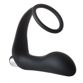 Черное эрекционное кольцо с вибропробкой Vibrating Anal Plug With Cockring - Dream Toys - в Южно-Сахалинске купить с доставкой
