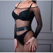 Черный кожаный пояс Sex Game - БДСМ Арсенал - купить с доставкой в Южно-Сахалинске