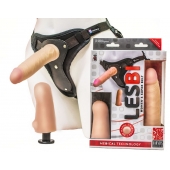 Телесный страпон Harness LESBI с вагинальной пробкой - 16,5 см. - LOVETOY (А-Полимер) - купить с доставкой в Южно-Сахалинске