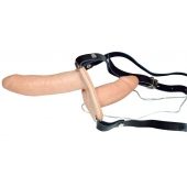 Телесный женский страпон с вагинальной пробкой Strap-On Duo - 15 см. - Orion - купить с доставкой в Южно-Сахалинске