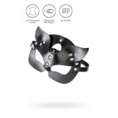 Черная кожаная рельефная маска кошки - Pecado - купить с доставкой в Южно-Сахалинске