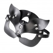 Черная кожаная рельефная маска кошки - Pecado - купить с доставкой в Южно-Сахалинске