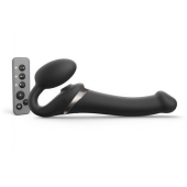 Черный безремневой страпон Multi Orgasm Size M с клиторальной стимуляцией - Strap-on-me - купить с доставкой в Южно-Сахалинске