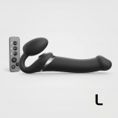 Черный безремневой страпон Multi Orgasm Size L с клиторальной стимуляцией - Strap-on-me - купить с доставкой в Южно-Сахалинске