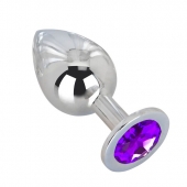 Большой плаг из стали с фиолетовым кристаллом Violet Dream - 9,5 см. - Erotic Fantasy - купить с доставкой в Южно-Сахалинске