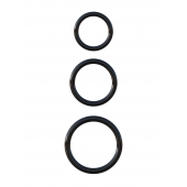 Набор из трех черных эрекционных колец Silicone 3-Ring Stamina Set - Pipedream - в Южно-Сахалинске купить с доставкой