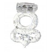 Прозрачное эрекционное кольцо с вибратором  и подхватом - Toyfa Basic - в Южно-Сахалинске купить с доставкой