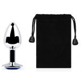 Анальное украшение BUTT PLUG  Small с синим кристаллом - 7 см. - Anal Jewelry Plug - купить с доставкой в Южно-Сахалинске