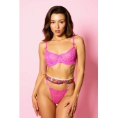 Эффектный розовый пояс из голографической эко-кожи - БДСМ Арсенал - купить с доставкой в Южно-Сахалинске