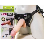 Страпон-унисекс с двумя насадками UNI strap 7  Harness - 19 и 16 см. - LOVETOY (А-Полимер) - купить с доставкой в Южно-Сахалинске