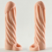 Телесная насадка-удлинитель Okoto со спиралевидным рельефом - 16 см. - Sitabella - в Южно-Сахалинске купить с доставкой