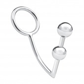 Кольцо на пенис с анальным стимулятором Two Bead Stainless Steel Anal Hook   Cock Ring - BlueLine - в Южно-Сахалинске купить с доставкой