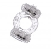 Прозрачное виброкольцо с двумя вибропульками - Toyfa Basic - в Южно-Сахалинске купить с доставкой