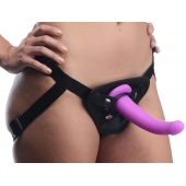 Лиловый поясной страпон Navigator Silicone G-Spot Dildo with Harness - 17,8 см. - XR Brands - купить с доставкой в Южно-Сахалинске