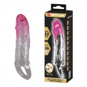 Прозрачная насадка-удлинитель с подхватом мошонки Odes - 17,5 см. - Baile - в Южно-Сахалинске купить с доставкой