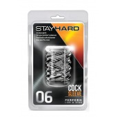 Прозрачная насадка с объёмными чёрточками STAY HARD COCK SLEEVE 06 CLEAR - Blush Novelties - в Южно-Сахалинске купить с доставкой