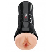 Телесный мастурбатор-вагина в черной колбе Super Luscious Lips XXL - Pipedream - в Южно-Сахалинске купить с доставкой