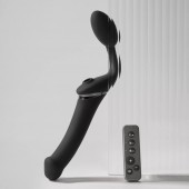 Черный безремневой вибрострапон Strap-On-Me Multi Orgasm Size XL - Strap-on-me - купить с доставкой в Южно-Сахалинске