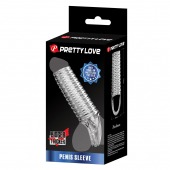 Прозрачная насадка на пенис с ребрышками и подхватом мошонки - Baile - в Южно-Сахалинске купить с доставкой