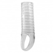 Прозрачная насадка на пенис с ребрышками и подхватом мошонки - Baile - в Южно-Сахалинске купить с доставкой