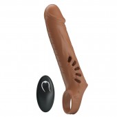 Коричневая вибронасадка с подхватом мошонки и пультом ДУ - Baile - в Южно-Сахалинске купить с доставкой