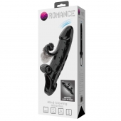 Черная вибронасадка на пенис с подхватом мошонки - 20 см. - Baile - в Южно-Сахалинске купить с доставкой