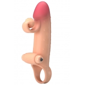 Телесная вибронасадка на пенис с подхватом мошонки - 20 см. - Baile - в Южно-Сахалинске купить с доставкой