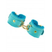 Голубые двуслойные кожаные наручники-браслеты - Pecado - купить с доставкой в Южно-Сахалинске