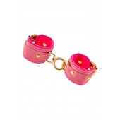 Розовые двуслойные кожаные наручники-браслеты - Pecado - купить с доставкой в Южно-Сахалинске