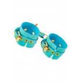 Голубые однослойные кожаные наручники - Pecado - купить с доставкой в Южно-Сахалинске