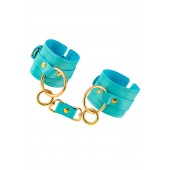 Голубые однослойные кожаные наручники - Pecado - купить с доставкой в Южно-Сахалинске