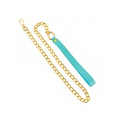 Голубой кожаный поводок с карабином для ошейника - 80 см. - Pecado - купить с доставкой в Южно-Сахалинске