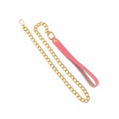 Розовый кожаный поводок с карабином для ошейника - 80 см. - Pecado - купить с доставкой в Южно-Сахалинске