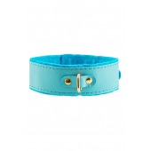 Голубой двуслойный кожаный ошейник с подкладкой из фетра - Pecado - купить с доставкой в Южно-Сахалинске