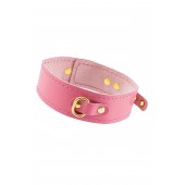 Розовый кожаный однослойный ошейник с прошивкой - Pecado - купить с доставкой в Южно-Сахалинске