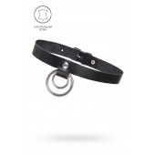 Черный чокер-ошейник с кольцом в кольце - Pecado - купить с доставкой в Южно-Сахалинске